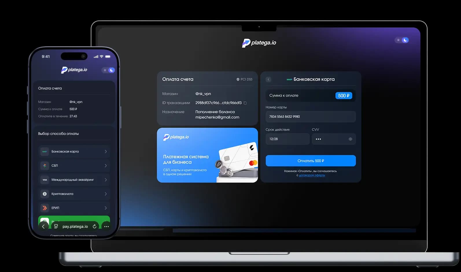 Popular payment methods in the Platega account