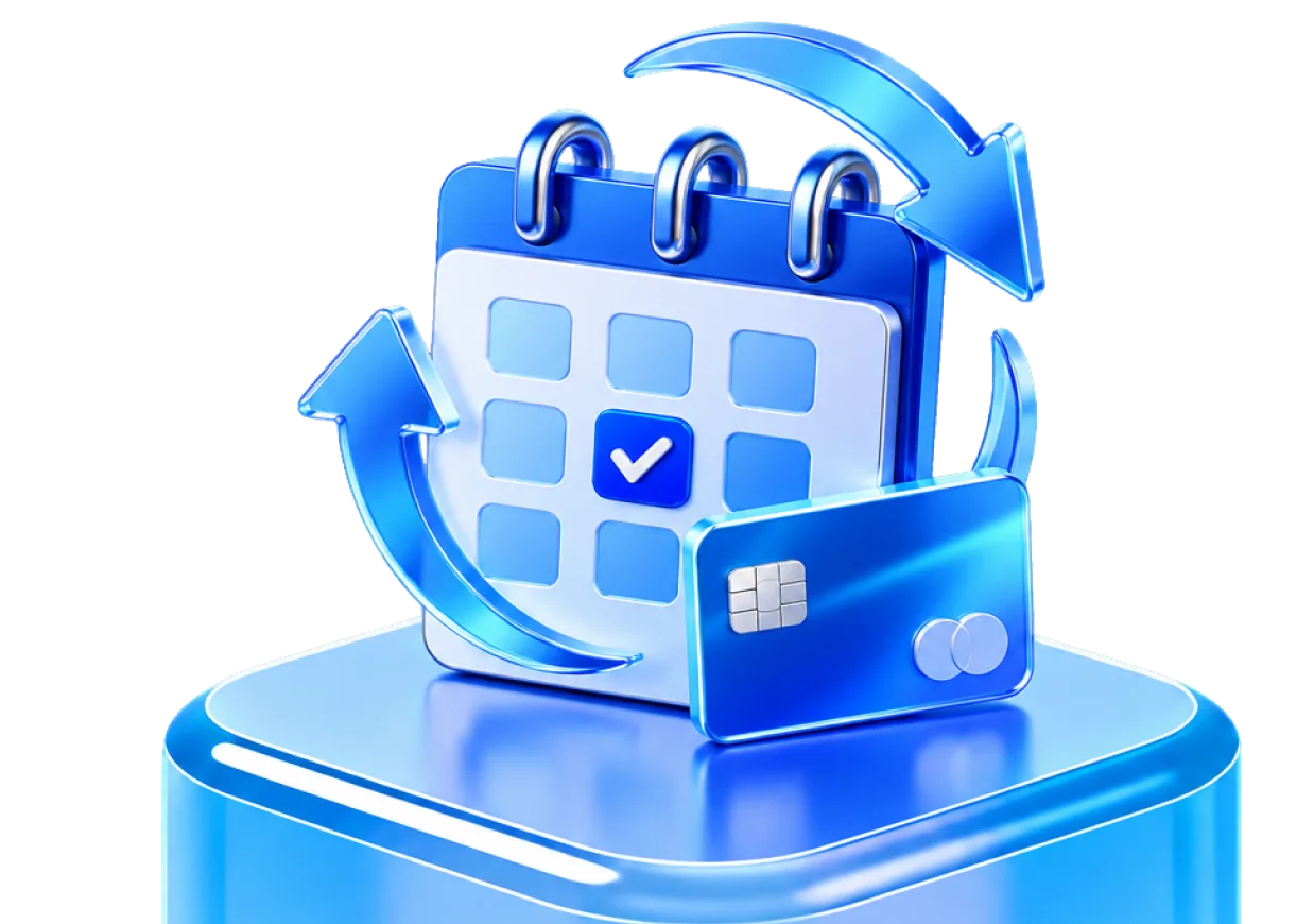 Subscription calendar with automatic renewal and a bank card